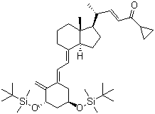 structure of CAS# 112849-17-9, (2E,4R)-4-[(1R,3aS,4E,7aR)-4-[(2E)-2-[(3S,5R)-3,5-Bis[[(tert-butyl)dimethylsilyl]oxy]-2-methylenecyclohexylidene]ethylidene]octahydro-7a-methyl-1H-inden-1-yl]-1-cyclopropyl-2-penten-1-one