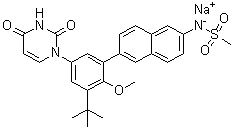 CAS 登录号：1132940-11-4, N-[6-[3-叔丁基-5-(2,4-二氧代-3,4-二氢嘧啶-1(2H)-基)-2-甲氧基苯基]萘-2-基]甲烷磺酰胺单钠盐