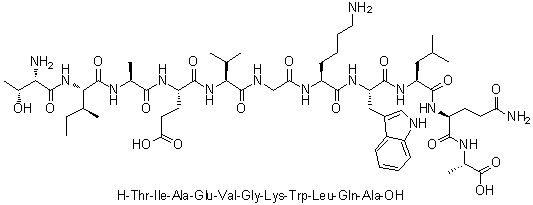 L-Threonyl-L-isoleucyl-L-alanyl-L-alpha-glutamyl-L-valylglycyl-L-lysyl-L-tryptophyl-L-leucyl-L-glutaminyl-L-alanine molecular structure (CAS 1133962-60-3)