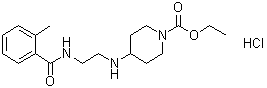 structure of CAS# 1135242-13-5, 4-[[2-[(2-Methylbenzoyl)amino]ethyl]amino]-1-piperidinecarboxylic acid ethyl ester hydrochloride (1:1)