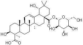 CAS # 1137648-52-2, (3beta,4beta,19alpha)-3,19-Dihydroxy-olean-12-ene-23,28-dioic acid 28-beta-D-glucopyranosyl ester, Ilexhainanoside D
