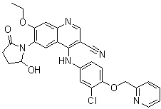 CAS 登录号：1144516-15-3, 4-[[3-氯-4-(2-吡啶基甲氧基)苯基]氨基]-7-乙氧基-6-(2-羟基-5-氧代-1-吡咯烷基)-3-喹啉甲腈