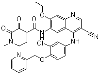 CAS 登录号：1144516-17-5, N-[4-[[3-氯-4-(2-吡啶基甲氧基)苯基]氨基]-3-氰基-7-乙氧基-6-喹啉基]-1-甲基-2,3-二氧代-4-哌啶甲酰胺