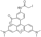 CAS # 114458-99-0, Tetramethylrhodamine-4-iodoacetamide, 9-[2-Carboxy-4-[(2-iodoacetyl)amino]phenyl]-3,6-bis(dimethylamino)xanthylium inner salt