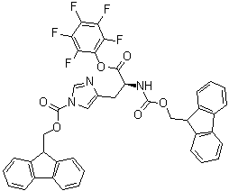 CAS 登录号：114616-10-3, N,1-二[(9H-芴-9-基甲氧基)羰基]-L-组氨酸五氟苯基酯