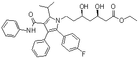 CAS # 1146977-93-6, Ethyl (betaR,deltaR)-2-(4-fluorophenyl)-beta,delta-dihydroxy-5-(1-methylethyl)-3-phenyl-4-[(phenylamino)carbonyl]-1H-pyrrole-1-heptanoate