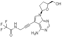 N-[3-[4-氨基-7-[(2R,5S)-四氢-5-(羟基甲基)-2-呋喃基]-7H-吡咯并[2,3-d]嘧啶-5-基]-2-丙炔-1-基]-2,2,2-三氟乙酰胺分子结构 (CAS 114748-71-9)