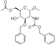 structure of CAS# 114869-95-3, 甲基 2-脱氧-2-[[苄氧羰基]氨基]-3-O-苄基-alpha-D-吡喃葡萄糖苷 6-乙酸酯