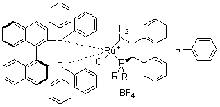 structure of CAS# 1150316-02-1, Chloro[(S)-2,2'-bis(diphenylphosphino)-1,1'-binaphthyl][(1S,2S)-2-(diphenylphosphino)-1,2-diphenylethanamine]ruthenium(II) tetrafluoroborate