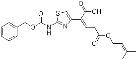 structure of CAS# 115065-79-7, 2-[2-[[(Phenylmethoxy)carbonyl]amino]-4-thiazolyl]-2-pentenedioic acid 5-(3-methyl-2-butenyl) ester