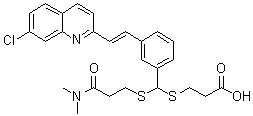 structure of CAS# 115104-28-4, (E)-3-[[[3-[2-(7-Chloro-2-quinolinyl)ethenyl]phenyl][[3-(dimethylamino)-3-oxopropyl]thio]methyl]thio]-propanoic acid