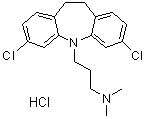 structure of CAS# 115189-28-1, 3,7-Dichloro-5-(3-dimethylaminopropyl)-10,11-dihydro-5H-dibenz[b,f]azepine hydrochloride