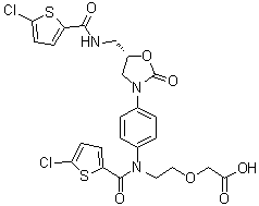 CAS 登录号：1151893-81-0, (S)-2-(2-(5-氯-N-(4-(5-((5-氯噻吩-2-甲酰氨基)甲基)-2-氧代恶唑烷-3-基)苯基)噻吩-2-甲酰氨基)乙氧基)乙酸