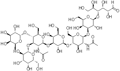 CAS 登录号：115236-59-4, O-6-脱氧-alpha-L-吡喃半乳糖基-(1→4)-O-[beta-D-吡喃半乳糖基-(1→3)]-O-2-(乙酰氨基)-2-脱氧-beta-D-吡喃葡萄糖基-(1→3)-O-beta-D-吡喃半乳糖基-(1→4)-O-2-(乙酰氨基)-2-脱氧-beta-D-吡喃葡萄糖基-(1→3)-O-beta-D-吡喃半乳糖基-(1→4)-D-葡萄糖
