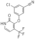 structure of CAS# 1155846-86-8, 3-Chloro-5-[[2-oxo-4-(trifluoromethyl)-1,2-dihydropyridin-3-yl]oxy]benzonitrile