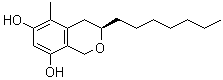 CAS # 1159392-22-9, (3R)-3-Heptyl-3,4-dihydro-5-methyl-1H-2-benzopyran-6,8-diol, Pseudoanguillosporin A