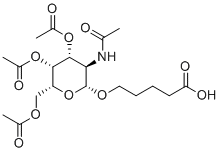 structure of CAS# 1159408-54-4, 5-{[(2R,3R,4R,5R,6R)-4,5-bis(acetyloxy)-6-[(acetyloxy)methyl]-3-acetamidooxan-2-yl]oxy}pentanoic acid