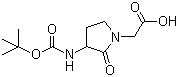 structure of CAS# 116339-45-8, 2-(3-(tert-Butoxycarbonylamino)-2-oxopyrrolidin-1-yl)acetic acid