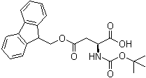 structure of CAS# 117014-32-1, N-[(1,1-Dimethylethoxy)carbonyl]-L-aspartic acid 4-(9H-fluoren-9-ylmethyl) ester