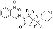 structure of CAS# 1173097-59-0, 4,4,5-Trideuterio-5-[dideuterio(morpholin-4-yl)methyl]-3-[(E)-(2-nitrophenyl)methylideneamino]-1,3-oxazolidin-2-one
