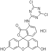 structure of CAS# 118357-32-7, 6-([4,6-Dichlorotriazin-2-yl]amino)fluorescein hydrochloride