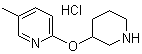 structure of CAS# 1185308-63-7, 5-Methyl-2-(3-piperidinyloxy)pyridine hydrochloride
