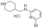 structure of CAS# 1185315-42-7, 6-Bromo-N-(4-piperidinylmethyl)-2-pyridinamine hydrochloride