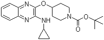 structure of CAS# 1185318-18-6, 4-[[3-(Cyclopropylamino)-2-quinoxalinyl]oxy]-1-piperidinecarboxylic acid tert-butyl ester