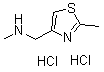 CAS 登录号：1185668-03-4, N,2-二甲基-4-噻唑乙胺盐酸盐