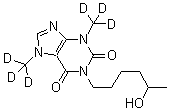 CAS 登录号：1185995-26-9, 3,7-二氢-1-(5-羟基己基)-3,7-二(三氘甲基)-1H-嘌呤-2,6-二酮