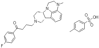 structure of CAS# 1187020-80-9, 1-(4-Fluorophenyl)-4-[(6bR,10aS)-2,3,6b,9,10,10a-hexahydro-3-methyl-1H-pyrido[3',4':4,5]pyrrolo[1,2,3-de]quinoxalin-8(7H)-yl]-1-butanone 4-methylbenzenesulfonate (1:1)