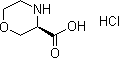 structure of CAS# 1187928-88-6, (3R)-3-Morpholinecarboxylic acid hydrochloride (1:1)