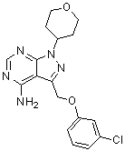 structure of CAS# 1188296-52-7, 3-[(3-Chlorophenoxy)methyl]-1-(tetrahydro-2H-pyran-4-yl)-1H-pyrazolo[3,4-d]pyrimidin-4-amine