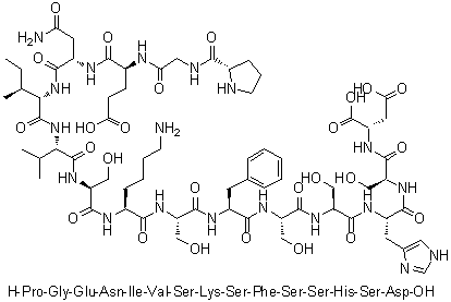 L-脯氨酰甘氨酰-L-alpha-谷氨酰-L-天冬氨酰胺酰-L-异亮氨酰-L-缬氨酰-L-丝氨酰-L-赖氨酰-L-丝氨酰-L-苯丙氨酰-L-丝氨酰-L-丝氨酰-L-组氨酰-L-丝氨酰-L-天冬氨酸分子结构 (CAS 1188512-64-2)
