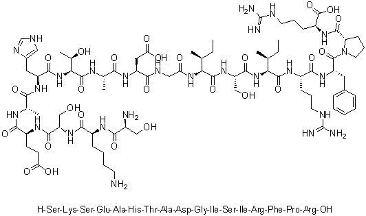CAS # 1188512-86-8, L-Seryl-L-lysyl-L-seryl-L-alpha-glutamyl-L-alanyl-L-histidyl-L-threonyl-L-alanyl-L-alpha-aspartylglycyl-L-isoleucyl-L-seryl-L-isoleucyl-L-arginyl-L-phenylalanyl-L-prolyl-L-arginine