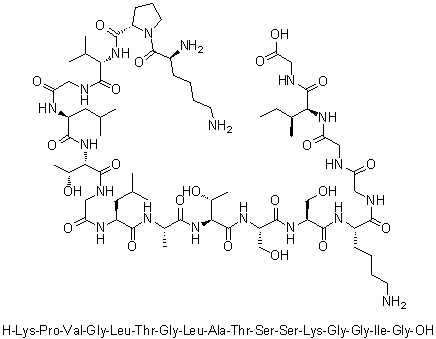 L-Lysyl-L-prolyl-L-valylglycyl-L-leucyl-L-threonylglycyl-L-leucyl-L-alanyl-L-threonyl-L-seryl-L-seryl-L-lysylglycylglycyl-L-isoleucyl-glycine molecular structure (CAS 1188513-08-7)