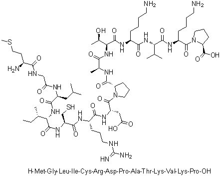 CAS # 1188513-33-8, L-Methionylglycyl-L-leucyl-L-isoleucyl-L-cysteinyl-L-arginyl-L-alpha-aspartyl-L-prolyl-L-alanyl-L-threonyl-L-lysyl-L-valyl-L-lysyl-L-proline