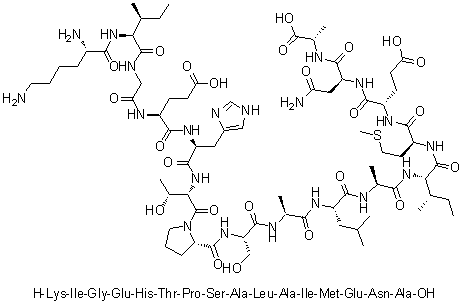 CAS # 1188513-36-1, L-Lysyl-L-isoleucylglycyl-L-alpha-glutamyl-L-histidyl-L-threonyl-L-prolyl-L-seryl-L-alanyl-L-leucyl-L-alanyl-L-isoleucyl-L-methionyl-L-alpha-glutamyl-L-asparaginyl-L-alanine