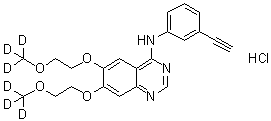 structure of CAS# 1189953-78-3, N-(3-Ethynylphenyl)-6,7-bis[2-(trideuteriomethoxy)ethoxy]quinazolin-4-amine hydrochloride
