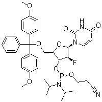 CAS 登录号：1190089-70-3, 1-[5-O-[双(4-甲氧基苯基)苯基甲基]-3-O-[[双(1-甲基乙基)氨基](2-氰基乙氧基)膦基]-2-脱氧-2-氟-beta-D-呋喃阿拉伯糖基]-2,4(1H,3H)-嘧啶二酮