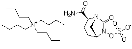 structure of CAS# 1192651-80-1, N,N,N-tributyl-1-Butanaminium (1R,2S,5R)-2-(aminocarbonyl)-7-oxo-1,6-diazabicyclo[3.2.1]oct-6-yl sulfate
