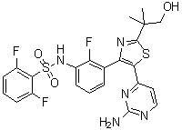 CAS # 1195767-77-1, N-[3-[5-(2-Amino-4-pyrimidinyl)-2-(2-hydroxy-1,1-dimethylethyl)-4-thiazolyl]-2-fluorophenyl]-2,6-difluorobenzenesulfonamide