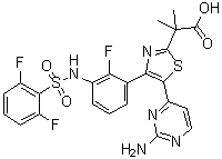 CAS 登录号：1195873-54-1, 5-(2-氨基-4-嘧啶基)-4-[3-[[(2,6-二氟苯基)磺酰基]氨基]-2-氟苯基]-alpha,alpha-二甲基-2-噻唑乙酸