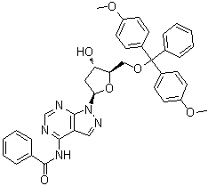 CAS 登录号：119803-27-9, N-[1-[5-O-[二(4-甲氧基苯基)苯基甲基]-2-脱氧-beta-D-赤式-呋喃戊糖基]-1H-吡唑并[3,4-d]嘧啶-4-基]苯甲酰胺