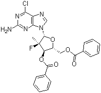 CAS 登录号：1199809-26-1, 6-氯-9-[(2R)-3,5-二-O-苯甲酰基-2-脱氧-2-氟-2-甲基-beta-D-赤式五呋喃糖基]-9H-嘌呤-2-胺