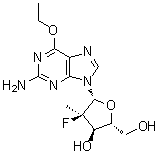 (2'R)-2'-脱氧-6-O-乙基-2'-氟-2'-甲基鸟苷分子结构 (CAS 1199809-30-7)