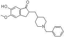 CAS # 120013-56-1, 6-O-Desmethyldonepezil, 2,3-Dihydro-6-hydroxy-5-methoxy-2-[[1-(phenylmethyl)-4-piperidinyl]methyl]-1H-inden-1-one, 1-Benzyl-4-[(6-hydroxy-5-methoxy-1-oxo-indan-2-yl)methyl]piperidine