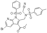 CAS # 1200130-74-0, 5-Bromo-2-[[(cyanomethyl)[(4-methylphenyl)sulfonyl]amino]methyl]-1-(phenylsulfonyl)-1H-pyrrolo[2,3-b]pyridine-3-carboxylic acid methyl ester