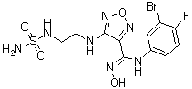 structure of CAS# 1204669-58-8, [C(Z)]-4-[[2-[(Aminosulfonyl)amino]ethyl]amino]-N-(3-bromo-4-fluorophenyl)-N'-hydroxy-1,2,5-oxadiazole-3-carboximidamide
