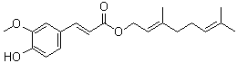 structure of CAS# 1206615-69-1, (2E)-3-(4-Hydroxy-3-methoxyphenyl)-2-propenoic acid (2E)-3,7-dimethyl-2,6-octadien-1-yl ester